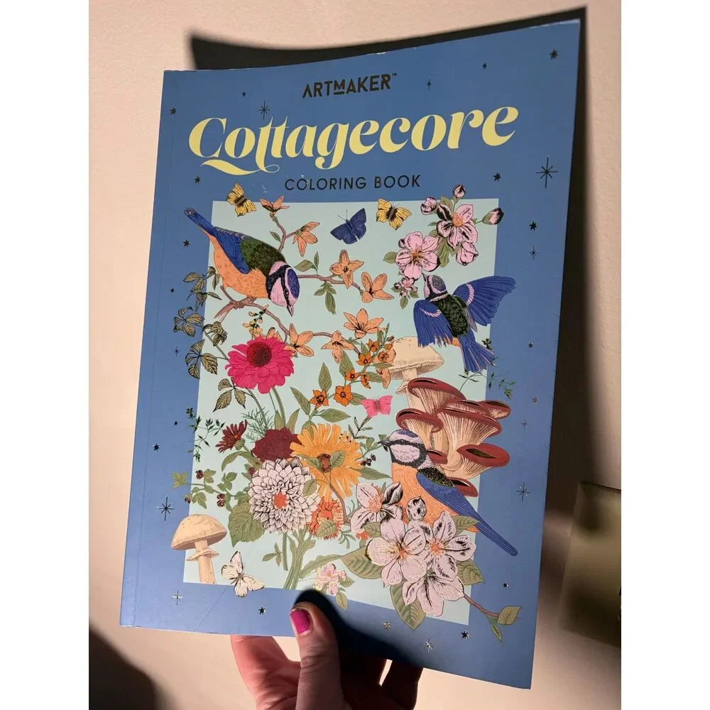 Art Maker Cottagecore Coloring Book 64 Tear Out Pages Mushrooms Flowers Birds